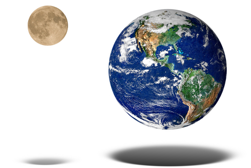 Earth and moon